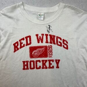 Red‎ Wings Hockey T Shirt XL Soft Ring Spun Cotton signed - stains
